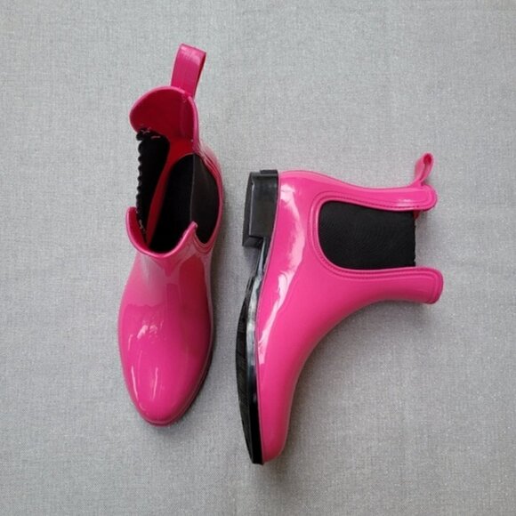 SEVEN7 Dover Rain Booties 10 Barbie Pink Rubber Waterproof Fall Winter Anti-Skid - Picture 4 of 7